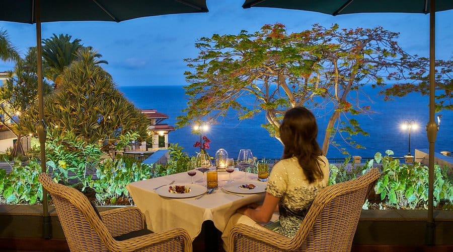 Vista de Il Gallo de Oro uno de los restaurantes en la guia michelin en Madeira